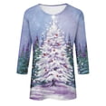 thumbnail image 4 of IROINNID Christmas Shirts for Women Christmas Print 3/4 Sleeve Crewneck Pullover Casual Holiday Blouse Loose Tops,Purple, 4 of 4