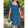 thumbnail image 4 of Avidlove Nightgowns for Women Pleated Sleep Shirts Lace Trim Neck Sleep Dress Short Sleeve Night Shirts, 4 of 7