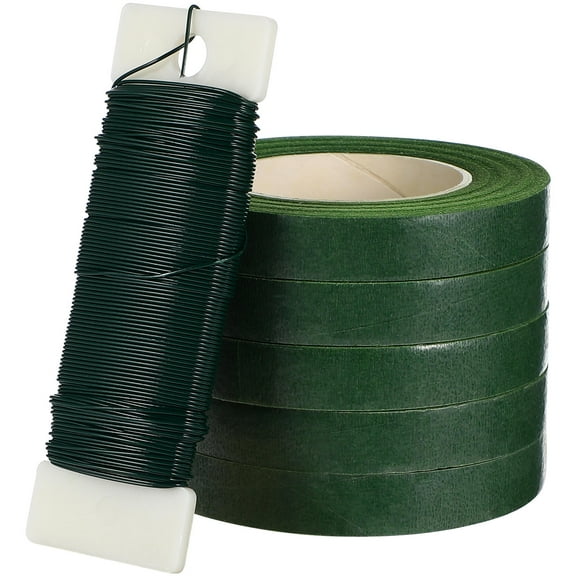 HONMEET 1 Set Florist Wire And Tapes For Christmas Decorations Dark Green Metal Plastic Paper