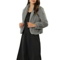 thumbnail image 4 of INSPIRE CHIC Women's Fur Coat Fasion Winter Open Front Cropped Jacket Lapel Long Sleeve Fluffy Faux Fur Coat L Grey, 4 of 6