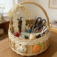 thumbnail image 3 of Home Decor Easter Bunny Woven Cute Rabbit Handbasket Handmade Wicker Easter Candy Eggs For Kids Egg Hunt Party Storage Food Storage, 3 of 6