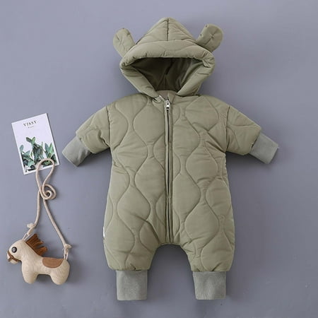 

EQWLJWE Autumn Winter Toddler Baby Boys Girls Long-sleeve Padded Hooded Romper Suit Boys Long-sleeved Tops Holiday Clearance