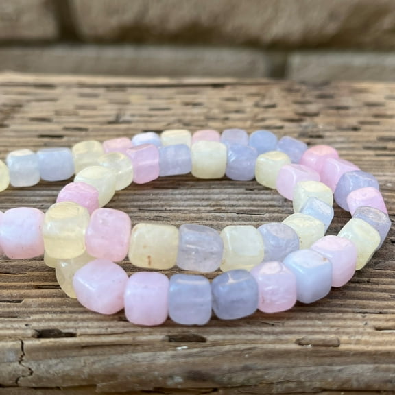 Artsy Crafts Natural Morganite Square Cube Beads 8mm Gemstone Beads for Jewelry Making Charm Bracelet Necklace Earrings Rosary (Multicolor)