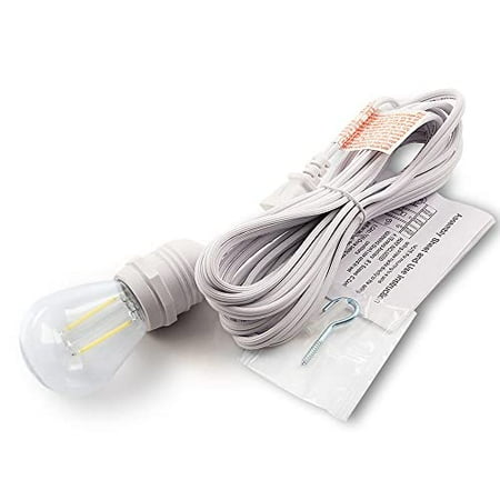 

Fantado Cord + SHATTERPROOF Bulb | White Pendant Light Lamp Cord Combo Kit Switch S14 Cool White Bulb - 11 Foot
