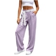 thumbnail image 3 of LIaqionyy Women's Straight Leg Pants Drawstring Elastic Waist Casual Lightweight Fashion Trousers with Pockets, 3 of 9