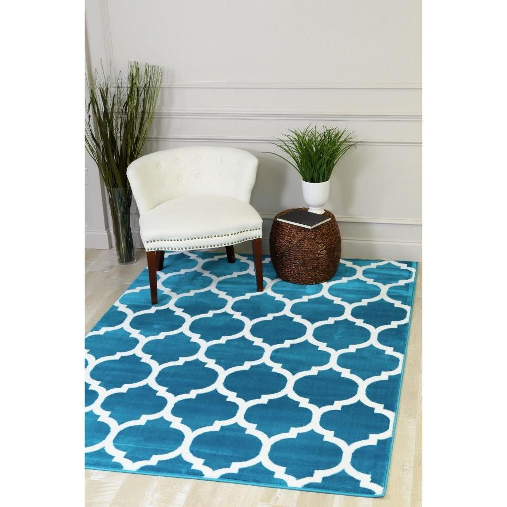 Persian Rugs Moroccan Trellis Design Turquoise Area Rug 7'10" x 10'6