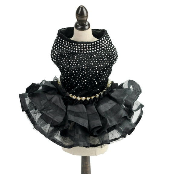 IBASETOY Party Dog Skirt Black Lace Pet Dress Stylish Design for Walking and Festive Events