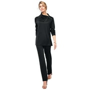Jessica London Women's Plus Size Ponte Split Neck 2-Piece Set