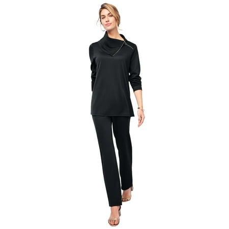 Jessica London Women's Plus Size Ponte Split Neck 2-Piece Set