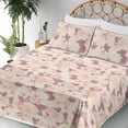 thumbnail image 3 of Ambesonne Vintage Roses Fitted & Flat Sheet with Shams 4 Pcs Set, 90s Blooming Floral, King, Cream Dried Rose Blush, 3 of 5