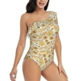 thumbnail image 3 of Haiem Honey Honeycomb Women's One Piece Swimsuits Tummy Control One Shoulder Bathing Suits Ruffle Swimwear-X-Large, 3 of 8