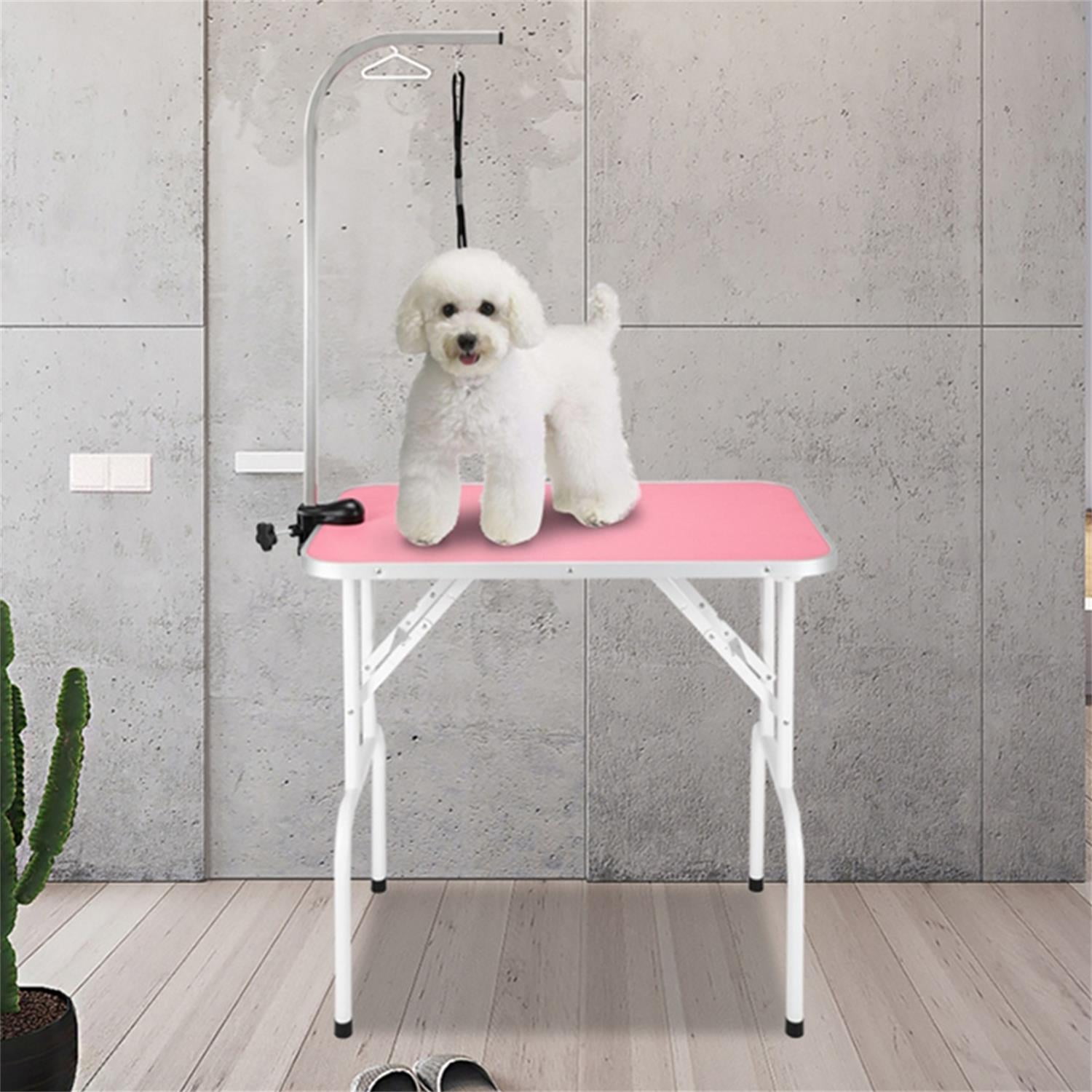 Pefilos 32" Foldable Pet Grooming Table for Small Dogs Cats with Adjustable Arm Noose Pet Grooming Table for Home for Medium Dogs Cats, Pink Pefilos 32" Foldable Pet Grooming Table for Small Dogs Cats with Adjustable Arm Noose Pet Grooming Table for Home for Medium Dogs Cats, Pink