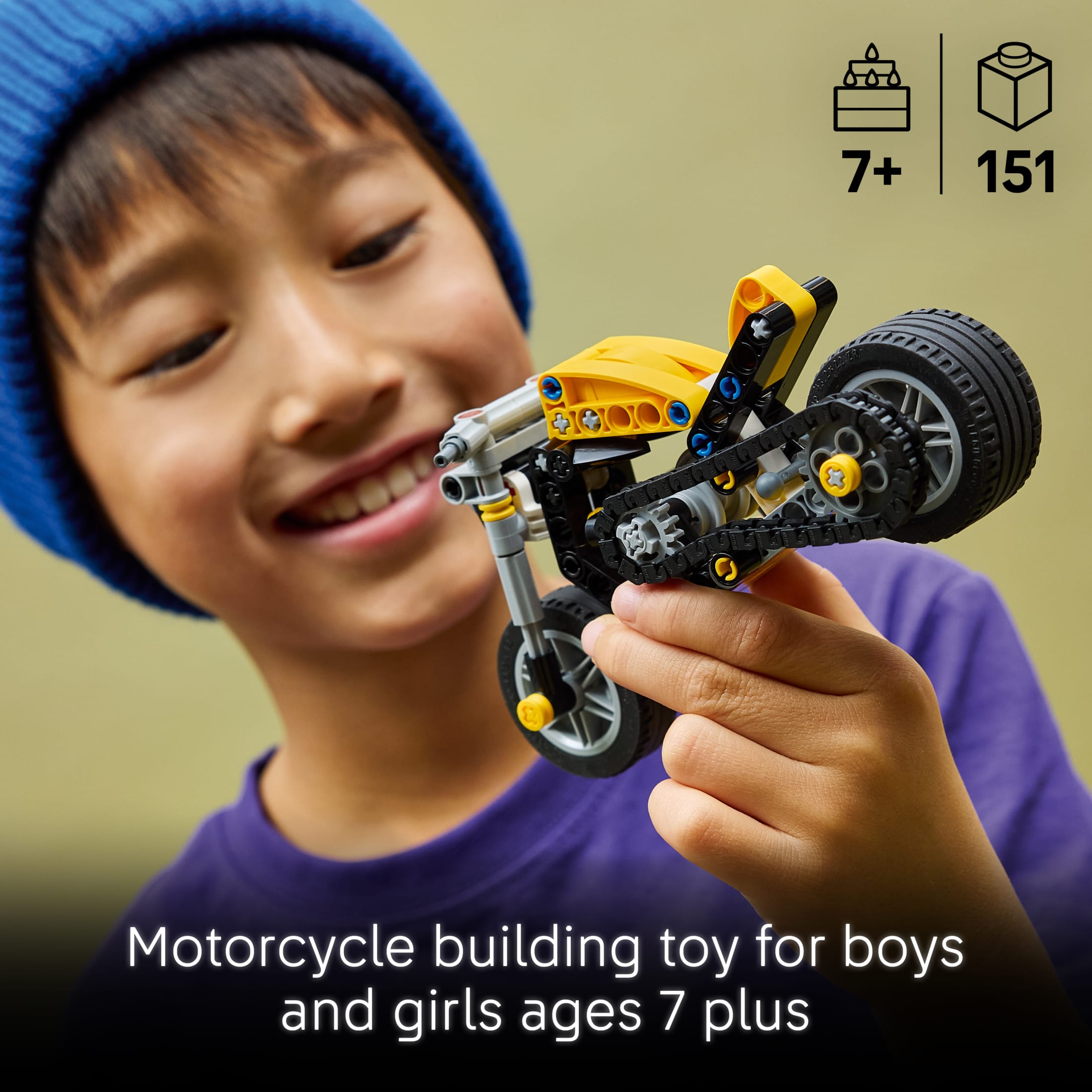 LEGO Technic Motocicleta Amarilla Juguete para Armar - Juguete de Construcción para Niños y Niñas, Mayores de 7 Años - Kit de Modelo con Detalles - Decoración para Dormitorio de Niños - Regalo para Cumpleaños - 42225 3
