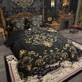 thumbnail image 2 of Manfei Gold Baroque Damask 7pcs Bedding Twin Size, Hippie Flower Floral Comforter Sets with Sheets, Vintage Victorian Bed Set, Breathable Bedroom Decorative, 2 of 6