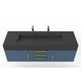 thumbnail image 5 of Nile 60" Blue Wood Floating Vanity with Black Top and Gold Trim, 5 of 10