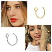 9Pcs Fake Nose Ring 20g Nose Piercings Fake Piercings Hoop Nose Rings for Women Fake Lip Septum Ring Gold Rose Silver 8mm Non Pierced Clip Faux Body Piercing Jewelry for Women Men Girls