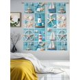 thumbnail image 3 of Sheer Curtains 63 Inches Long 2 Panels, Ocean Starfish Lighthouse Boat Rod Pocket Curtain Voile Draperies, Retro Blue Wood Board Light Filtering Window Treatment for Living Room Kitchen Bedroom, 3 of 8