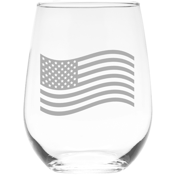 C&M Personal Gifts 17 oz American Flag Stemless Wine Glass