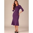 thumbnail image 4 of DARING DIVA 3/4 Sleeve Bodycon Fishtail Cocktail Dress M Purple, 4 of 6