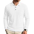 thumbnail image 5 of Men's Corduroy Polo Shirt Long Sleeve Slim Fit Chest Pocket Casual Pullover Business Casual Golf Shirt, 5 of 8