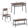 thumbnail image 7 of 6 Piece Dining Table Set, Wooden Dining Table with Storage Rack, 4 Chair and Bench, Stainless Steel Frame Modern Dining Set for Home, Kitchen, Breakfast Small Space, Easy Assembly, Natural, 7 of 7