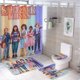 thumbnail image 1 of Juego de 4 cortinas de ducha de Stranger Things con alfombrillas antideslizantes, tapa de inodoro y alfombrilla de baño, cortina de ducha impermeable con decoración de dibujos animados para baño con, 1 of 8