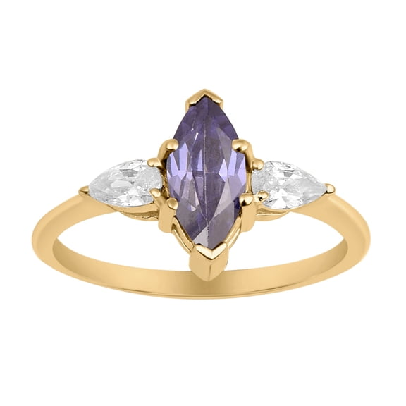 Solitaire 0.25 Ctw Marquise Cut Tanzanite 925 Sterling Silver Gold Vermeil Women Valentines Day Gifts Ring