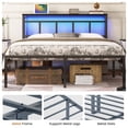 thumbnail image 6 of Noble House 14" Twin Bed Frame with Storage Headboard and LED Lights, Metal Platform Bed with Charging Station, Black, 6 of 9