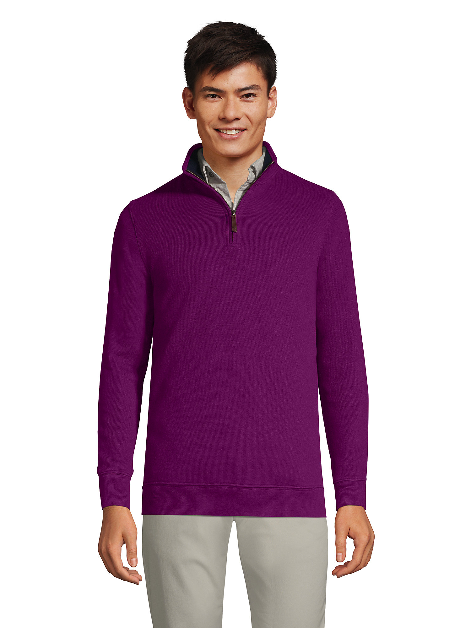 Lands' End Men's Bedford Rib Quarter Zip Sweater