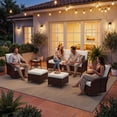 thumbnail image 7 of Sunmthink 6-Piece Patio Furniture Set, High Back Swivel Rocker Chairs with Thick Cushions, Wicker Rattan Outdoor Sectional Sofa with Ottoman, Beige, 7 of 7