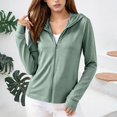 thumbnail image 2 of Vinsonshop Women's Lightweight Sun Shirt UPF 50+ Hoodie Jacket Long Sleeve Sun Protection Cover Up for Beach Outdoor Green XXL, 2 of 8