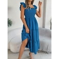 thumbnail image 6 of Women's Smocked Square Neck Cap Sleeve Midi Dress for Summer Events Flowy Fit Easy Care 95% Polyester 5% Elastane, 6 of 26
