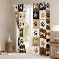 thumbnail image 3 of Homewish Paw Bone Plaid Kitchen Curtains,Retro Pet Dog Theme Black Out Curtains Pack of 2 (42x63 Each),Brown, 3 of 6