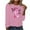 Pink, variant on Cxenplz Women's Breast Cancer Awareness T-Shirts Cute Pink Ribbon Graphic Print Tees Tops Fall Casual Long Sleeve Crew Neck Dressy Shirts