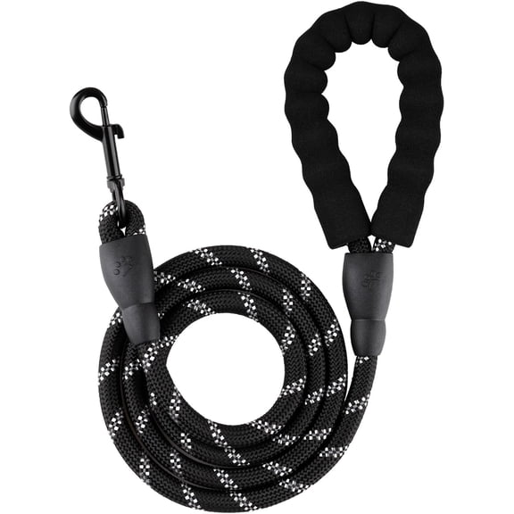 5FT Dog Leash with Soft Padded Handle,Highly Reflective,Anti-Slip Grip,Black
