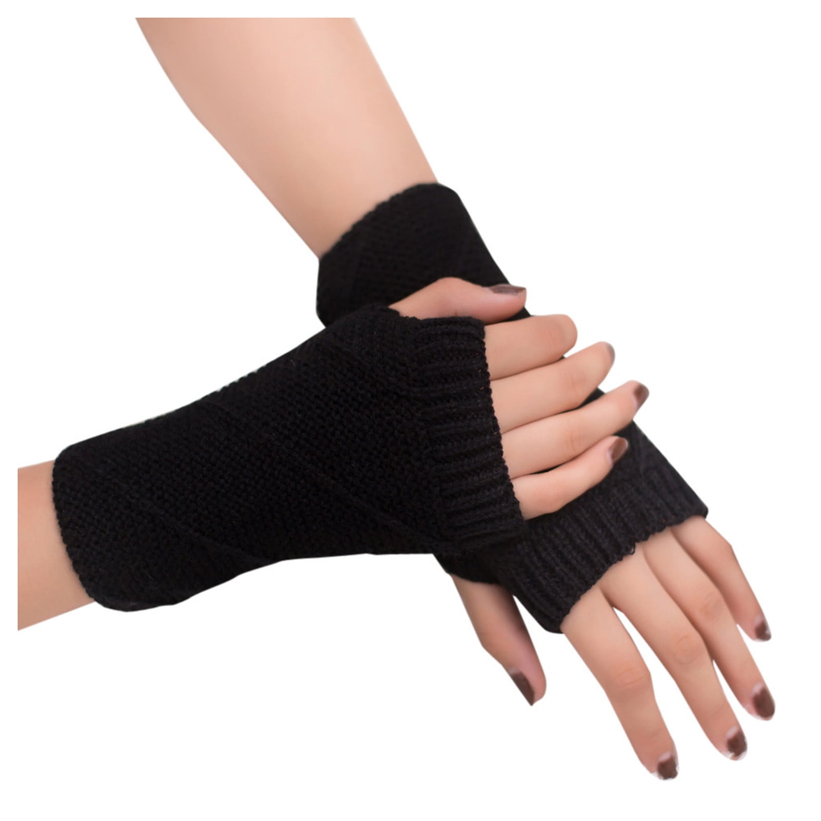 IEason Gloves Women Girl Knitted Arm Fingerless Warm Winter Gloves Soft Warm Mitten 