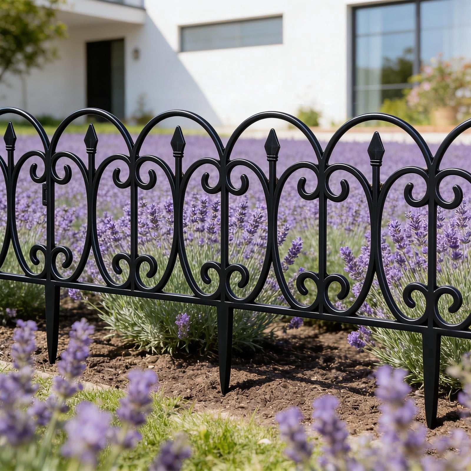 Plastic Garden Picket Fence 5-Pack, Modular Lawn and Flowerbed Edging, Decorative Yard Border, Outdoor Garden Barrier Set, Protective Fence Panels, Landscaping Divider Accessories