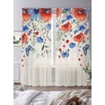 thumbnail image 3 of Red Blue Flowers Sheer Curtains 108 Inch Length 2 Panels Set Window Treatments, Spring Floral Farmhouse Botanical Rustic Rod Pocket Semi Curtains for Living Room/Bedroom/Kitchen Décor, 104"W x 108"L, 3 of 7