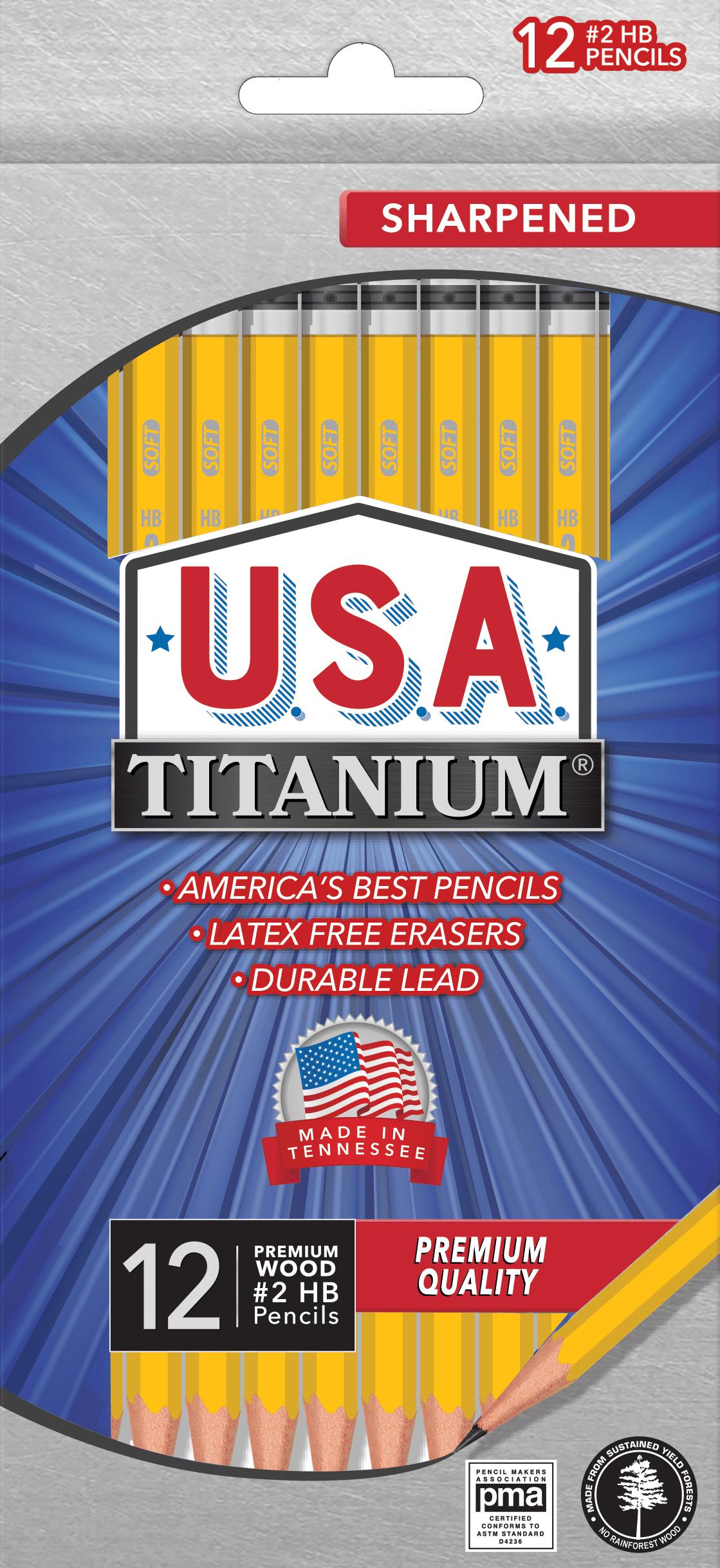 (2 pack) USA Titanium 12 Count Premium Wood Pencils, Pre-Sharpened #2 HB Yellow Pencils