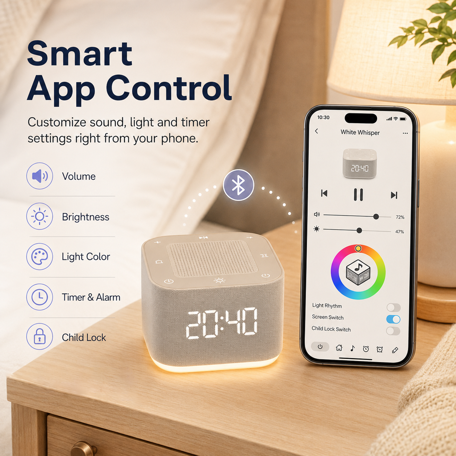 GOLDLEMON Smart White Noise Machine 32 Sounds photo 6