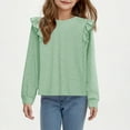 thumbnail image 6 of QUOTAY Girls Long Sleeve Blouse Top with Lace Trim Fashionable Fall Winter Tunic Shirt for Big Kids and Tweens Age 4 to 12 Years Green,140, 6 of 7