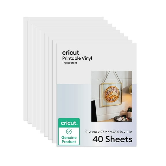 Cricut Printable Vinyl Sheets - 8.5 x 11 in, 40 Count, Transparent
