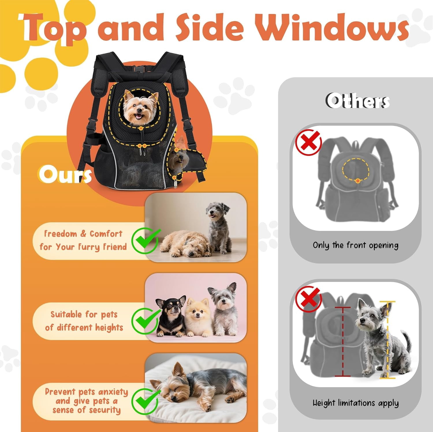 Pet Dog Carrier Backpack Small Dog Front Backpack Ventilated Mesh Dog Travel Back