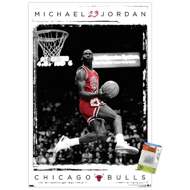 Michael Jordan - Dunk Wall Poster, 14.725" x 22.375" Framed