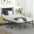 thumbnail image 5 of Phillipe Black Twin Metal Platform Bed with Upholstered Headboard - 12.3 in. Height, 5 of 6
