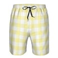 thumbnail image 3 of Salouo Lemon Yellow Checkboard Pattern Swim Trunks for Men,Men's Hawaiian Bathing Suit Swimsuits Quick Dry Swimming Board Shorts Beach Shorts with Pockets-Large, 3 of 6