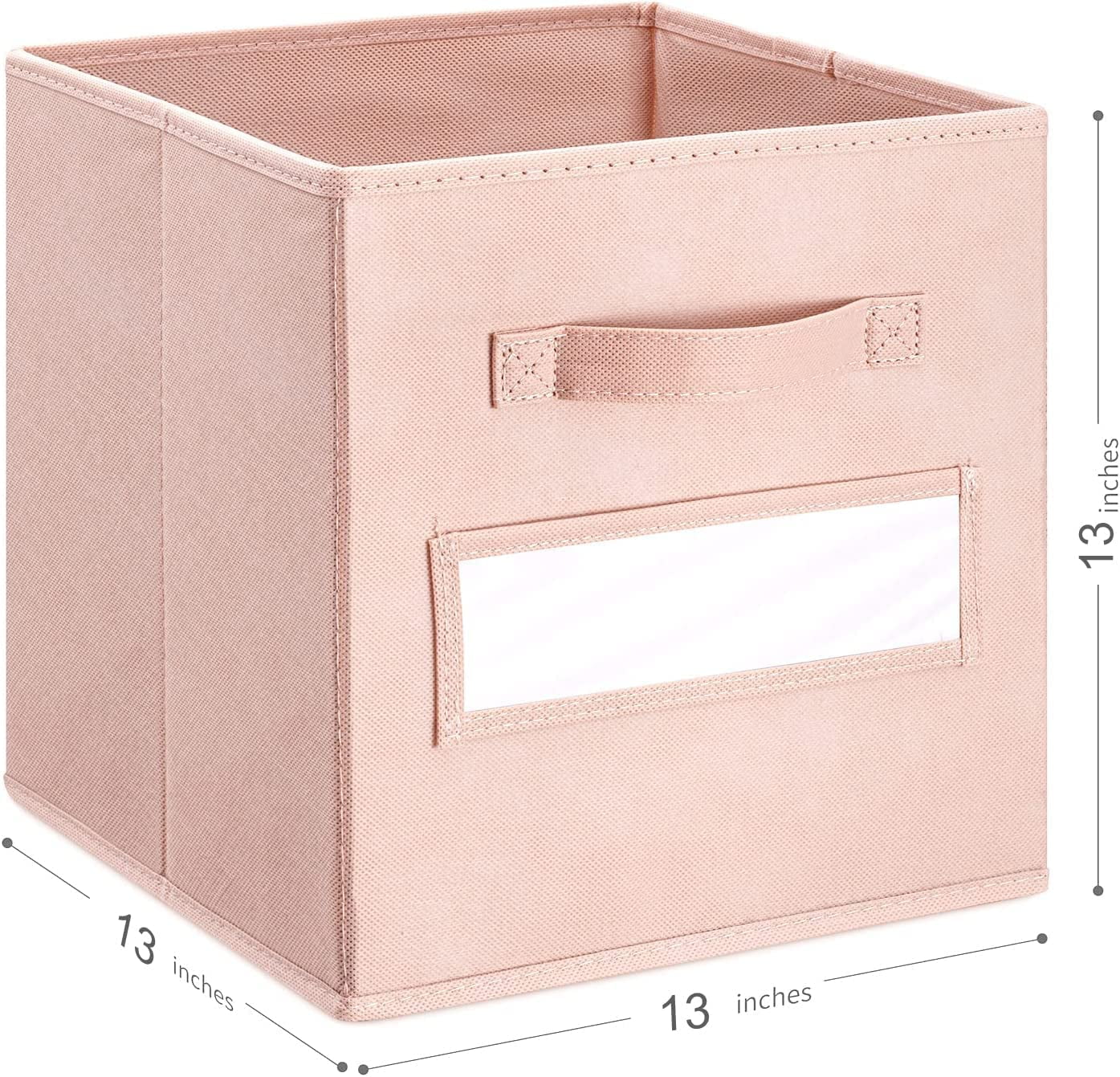 13x13 Inch Cube Storage Bins(Set of 8)-Basket Bins with 8 Labels Window Cards & a Pen - Collapsible Storage Organizer Boxes Cube For Nursery Home & Office-Pale Dogwood