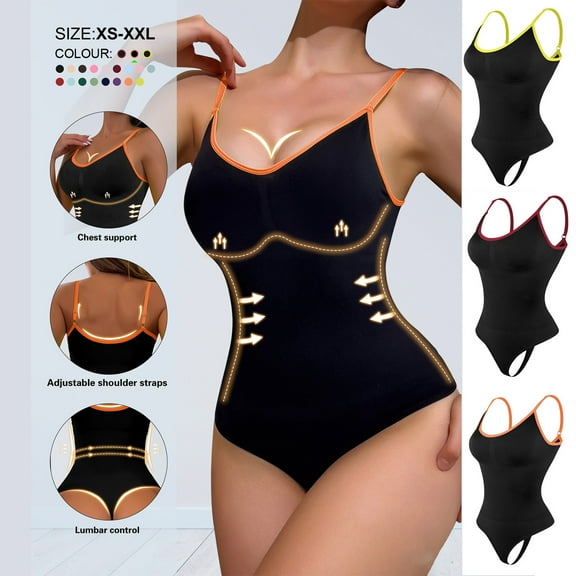 WMTBSRSW Women Shapewear Bodysuit Color Block Tummy Control Shapewear Body Shaper Shaping Adjustable Shoulder Strap Thong Body Suit Sleeveless Going Out Tops