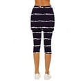 thumbnail image 4 of Olyvenn Women Striped Capri Leggings with Skirt High Waist Athletic Workout Pants Stretchy Yoga Skorts Running Fitness Activewear Dark Blue L, 4 of 6