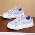 thumbnail image 4 of Ticikt Girls Sneakers Glitter Tennis Shoes Lightweight Non- Running Walking Shoes for Toddler/Little Kid/Big Kid,Color:Blue,Size:10-10.5 Years, 4 of 8